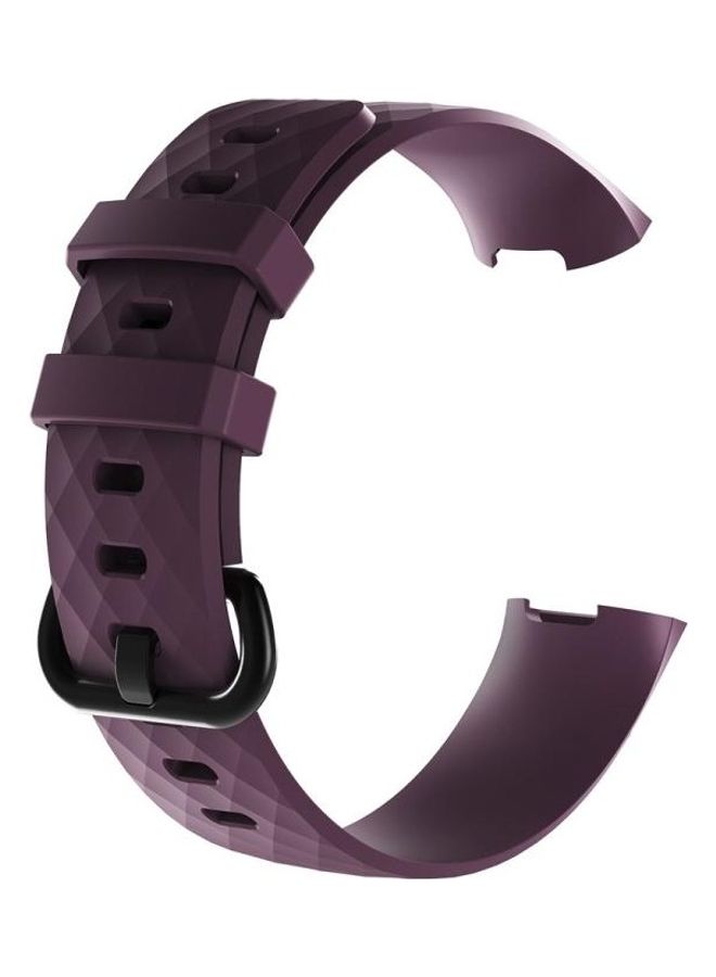 BGM Diamond Pattern Silicone Wrist Strap Watch Band Purple - Image 2