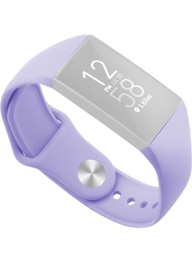 BGM Solid Color Silicone Strap For Fitbit Charge 3 Purple - Image 1