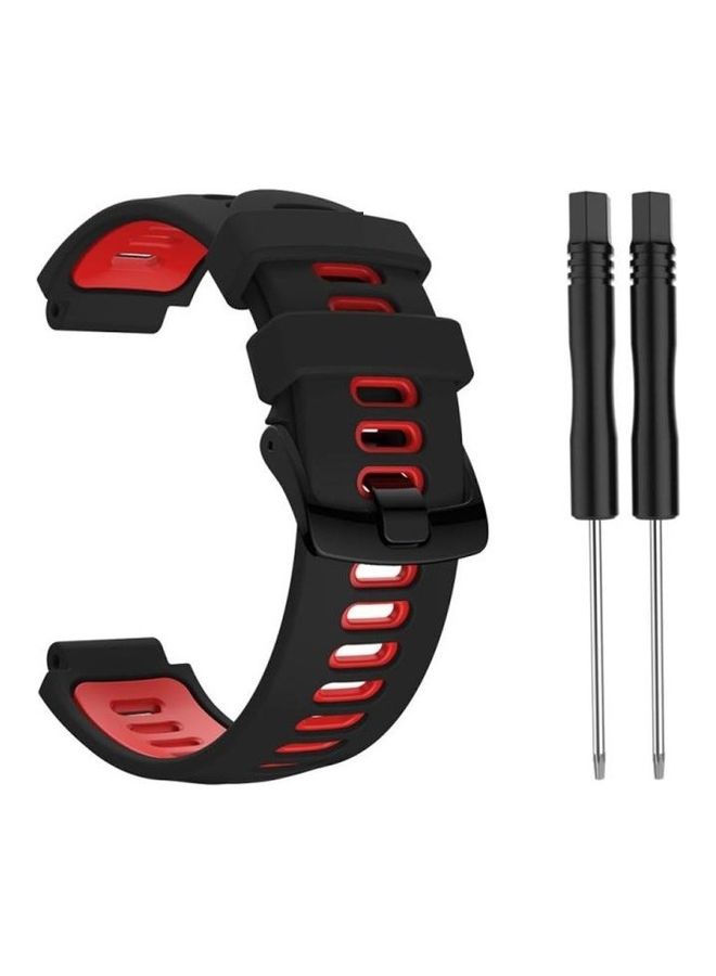 BGM Silicone Replacement Strap Watchband For Garmin Forerunner 220/230/235/620/630/735XT Red/Black - Image 3