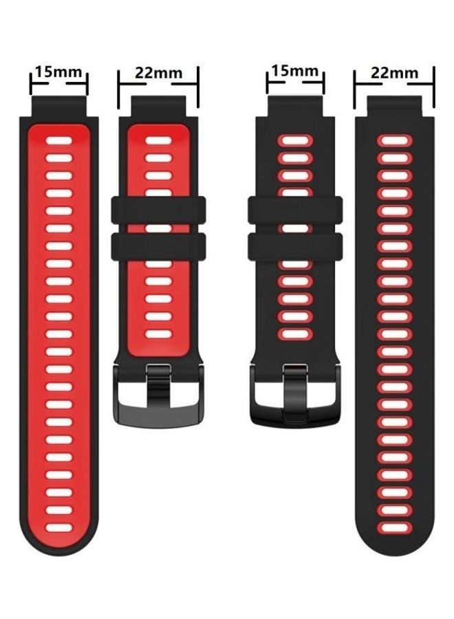 BGM Silicone Replacement Strap Watchband For Garmin Forerunner 220/230/235/620/630/735XT Red/Black - Image 4