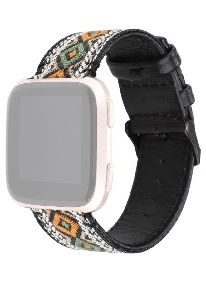 BGM Ethnic Style Genuine Leather Strap For Fitbit Versa Retro - Image 1