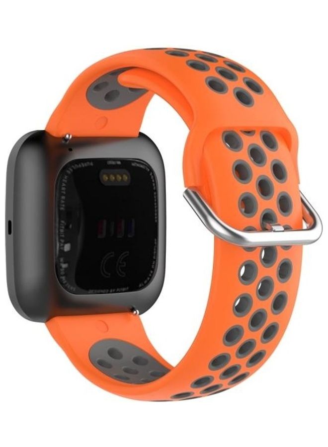 BGM Two Color Sport Wrist Strap For Fitbit Versa 2/Versa/Versa Lite Orange/Grey - Image 2