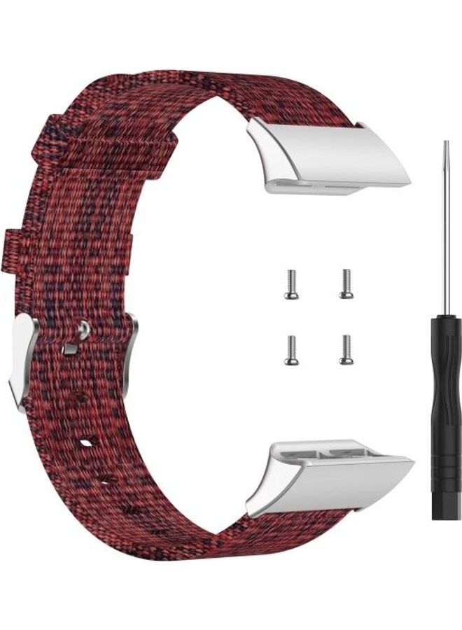 BGM Universal Nylon Canvas Replacement Wrist Strap Watchband For Garmin Forerunner 35 / 30 Wine Red - Image 1