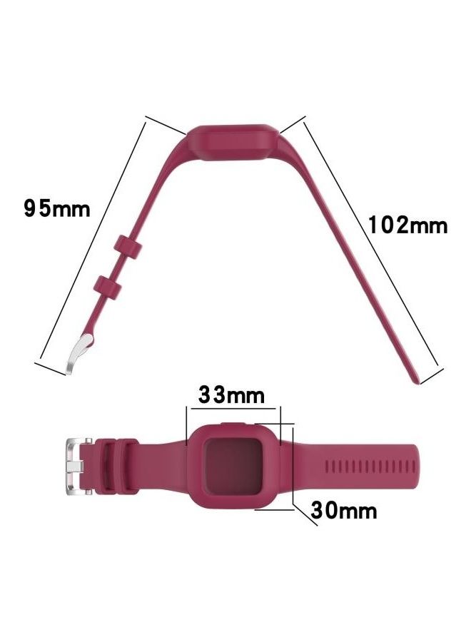 BGM Silicone Pure Color Replacement Watchband For Garmin Vivofit JR3 Wine Red - Image 5