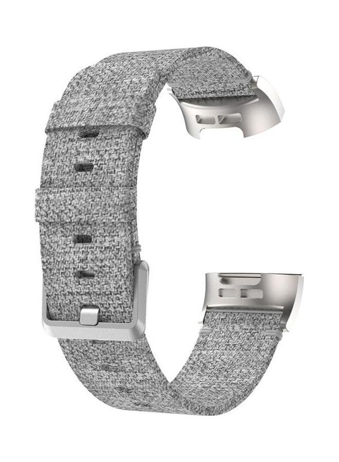 BGM Woven Nylon Wrist Strap Watchband for Fitbit Charge 3 Grey - Image 2