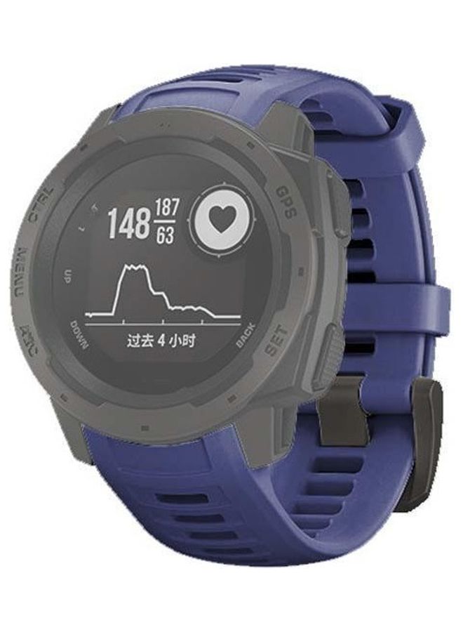 BGM Silicone Replacement Wrist Strap Watchband for Garmin Instinct 22mm Clasp Dark Blue - Image 1