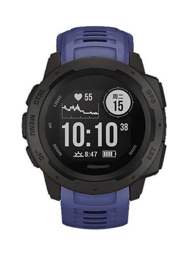 BGM Silicone Replacement Wrist Strap Watchband for Garmin Instinct 22mm Clasp Dark Blue - Image 2