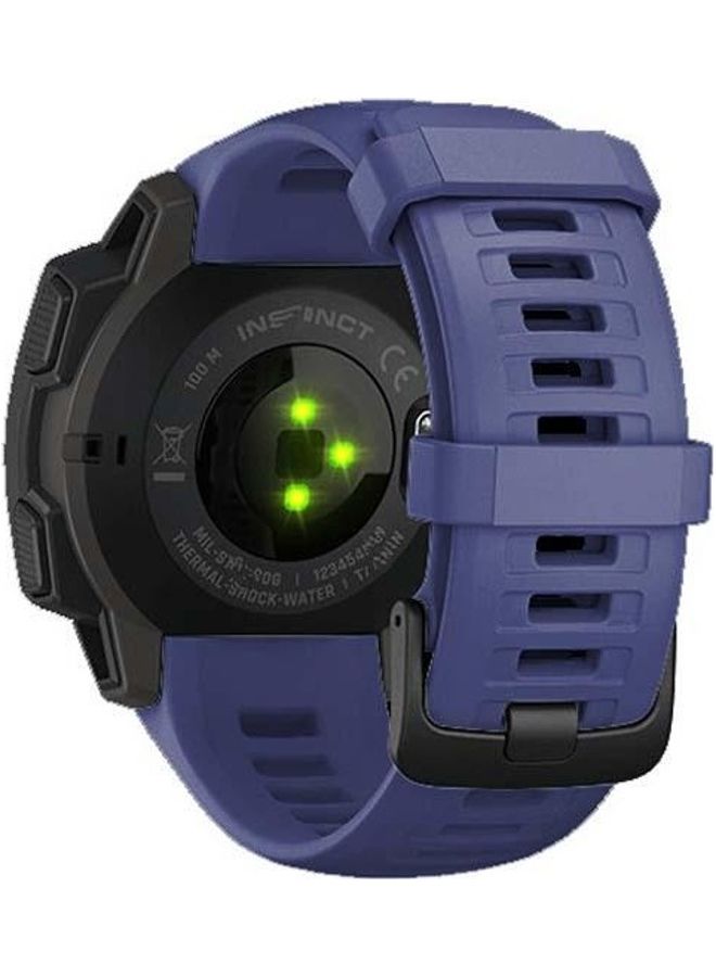 BGM Silicone Replacement Wrist Strap Watchband for Garmin Instinct 22mm Clasp Dark Blue - Image 3