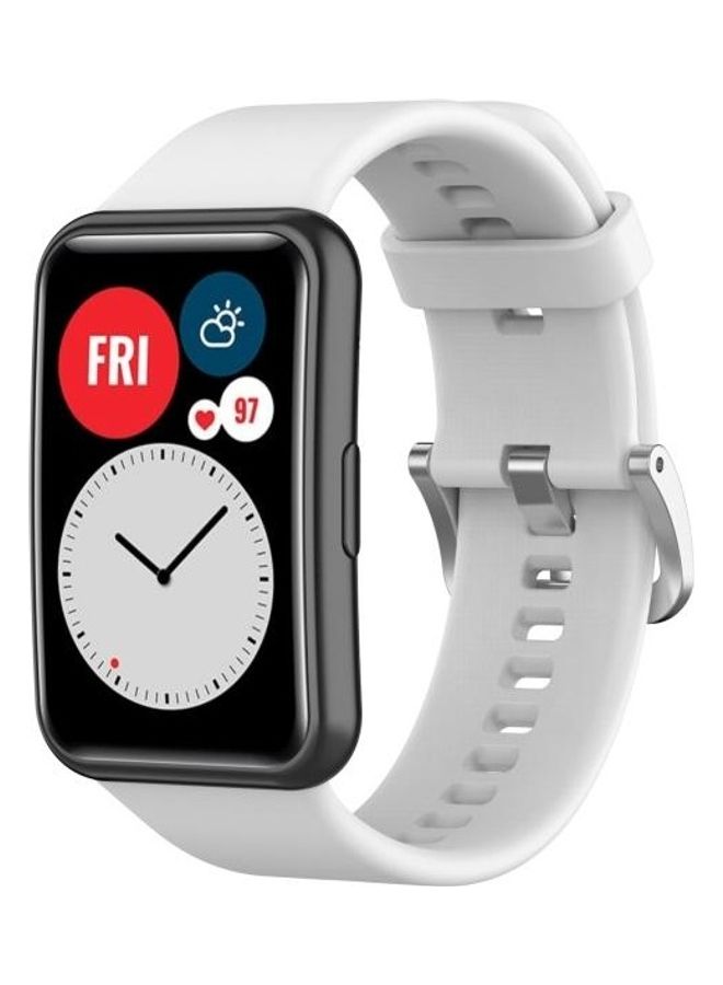 BGM TIA-B09 Silicone Replacement Strap For Huawei Fit Smart Watch White - Image 2