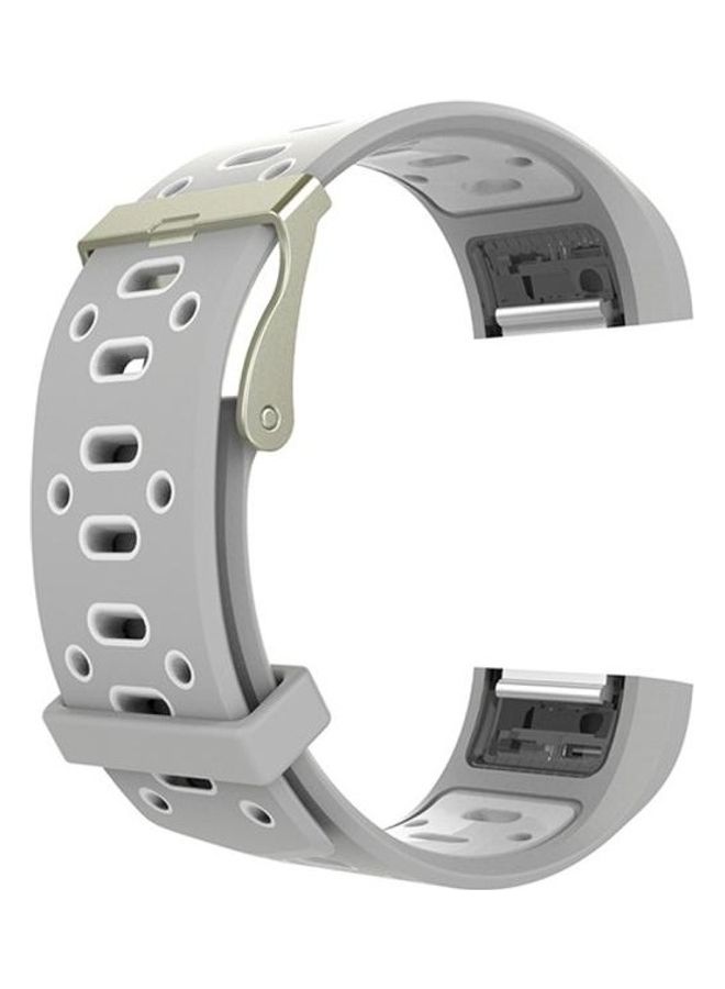BGM Hole Silicone Replacement Wrist Strap Watchband For Fitbit Charge 2 Grey/White