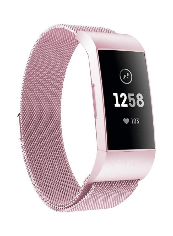BGM Magnetic Metal Watch Strap For Fitbit Charger 3 Rose Pink - Image 1