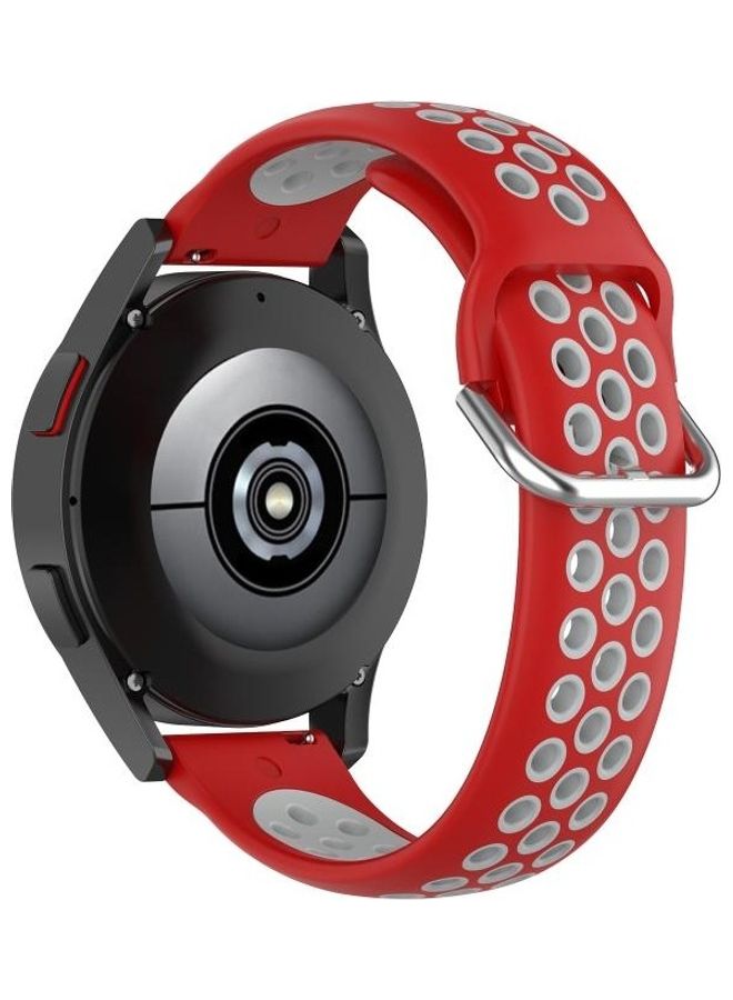 BGM Two Color Silicone Replacement Strap For Samsung Galaxy Watch 4 Classic 46mm Red/Grey - Image 3