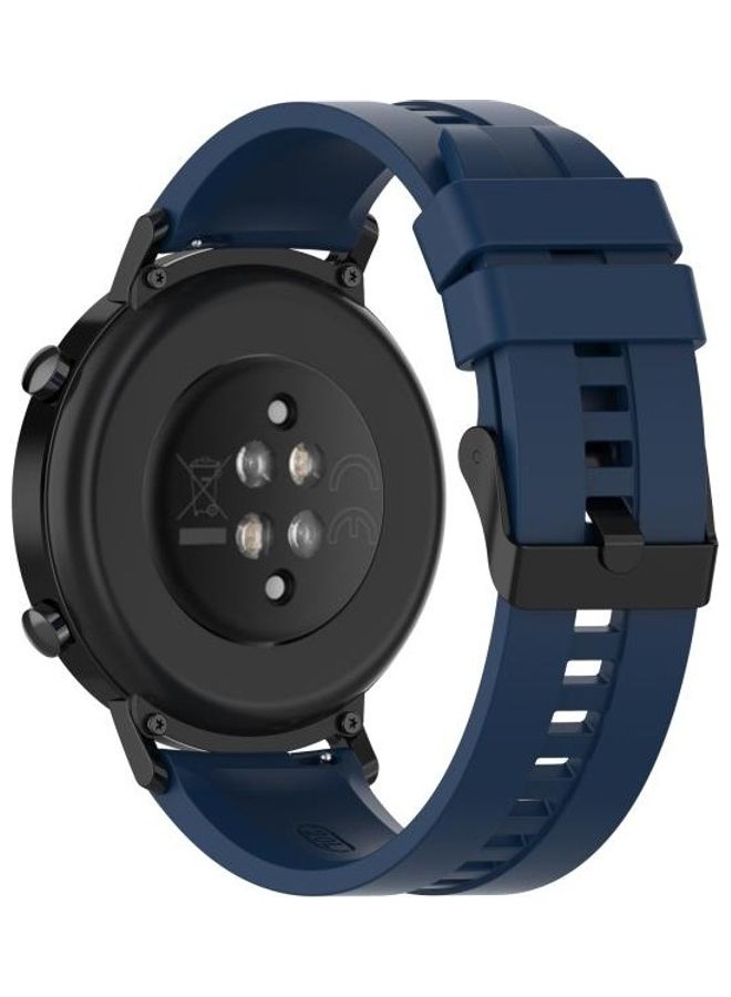 BGM Silicone Replacement Watchband with Buckle For Huawei Watch GT 2 42mm Dark Blue - Image 5