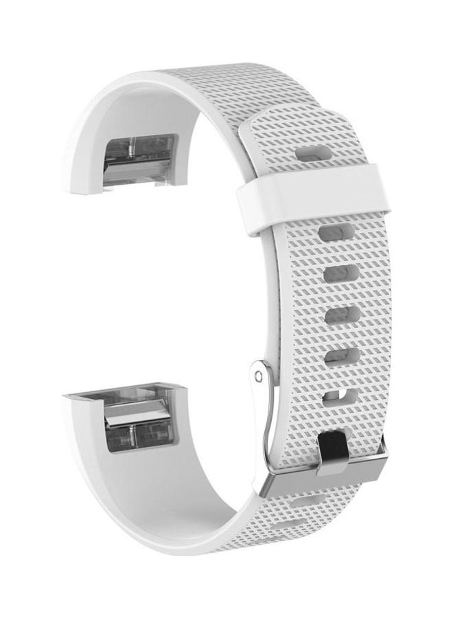 BGM Silicone Replacement Wrist Strap Watchband For Fitbit Charge 2, Size:L White