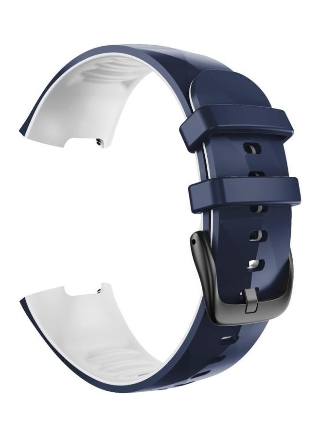 BGM Universal Silicone Replacement Strap Watchband For Fitbit Charge 3 / 4 Blue/White - Image 1