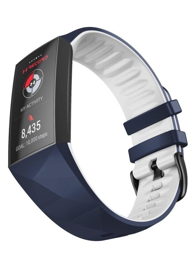 BGM Universal Silicone Replacement Strap Watchband For Fitbit Charge 3 / 4 Blue/White - Image 3