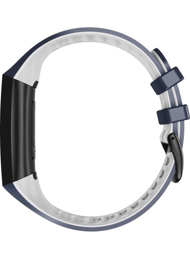 BGM Universal Silicone Replacement Strap Watchband For Fitbit Charge 3 / 4 Blue/White - Image 5