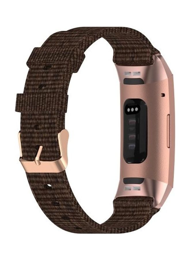 BGM Braided Nylon Strap Plastic Head Watchband For Fitbit Charge 4/ 3/ 3 SE Size: Free Size Brown - Image 2
