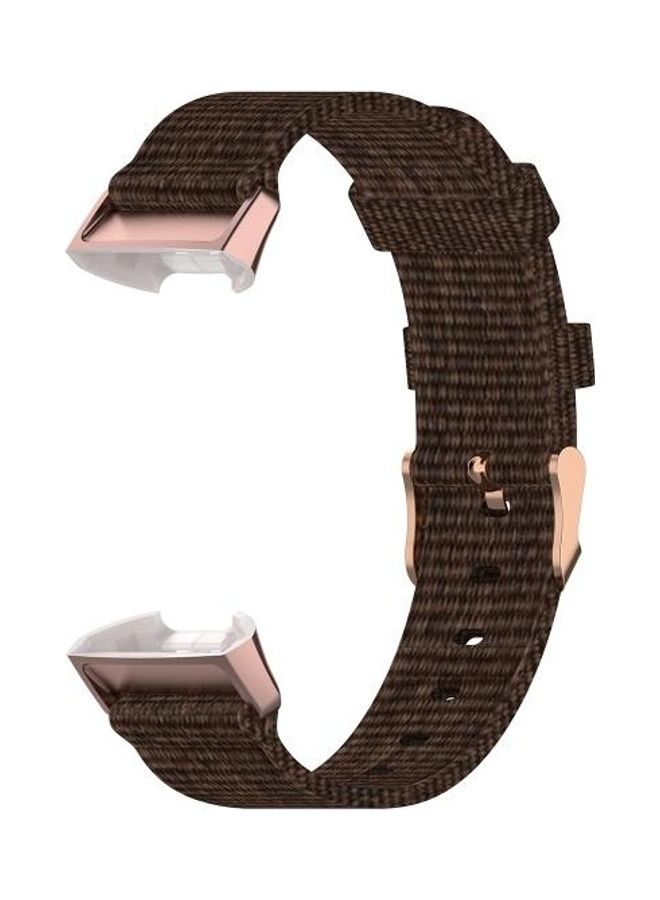 BGM Braided Nylon Strap Plastic Head Watchband For Fitbit Charge 4/ 3/ 3 SE Size: Free Size Brown - Image 3
