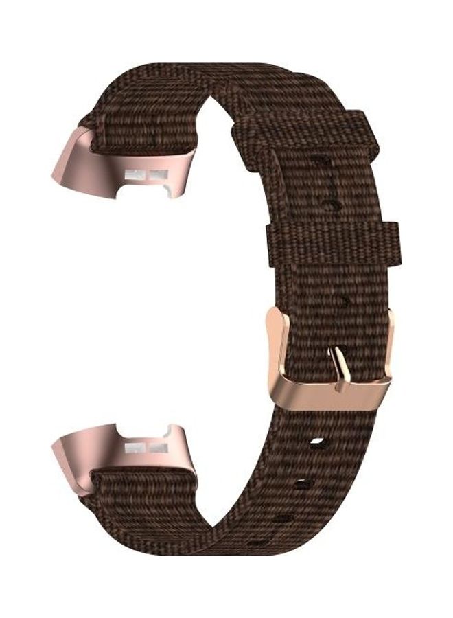 BGM Braided Nylon Strap Plastic Head Watchband For Fitbit Charge 4/ 3/ 3 SE Size: Free Size Brown - Image 4