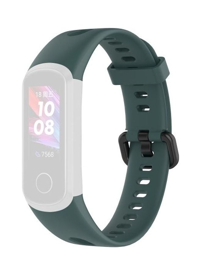 BGM Metal Buckle Silicone Strap For Huawei Honor Band 5i / Band 4 Olive Green - Image 1