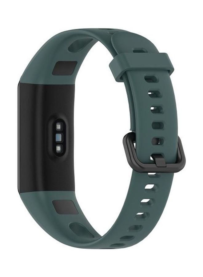 BGM Metal Buckle Silicone Strap For Huawei Honor Band 5i / Band 4 Olive Green - Image 2