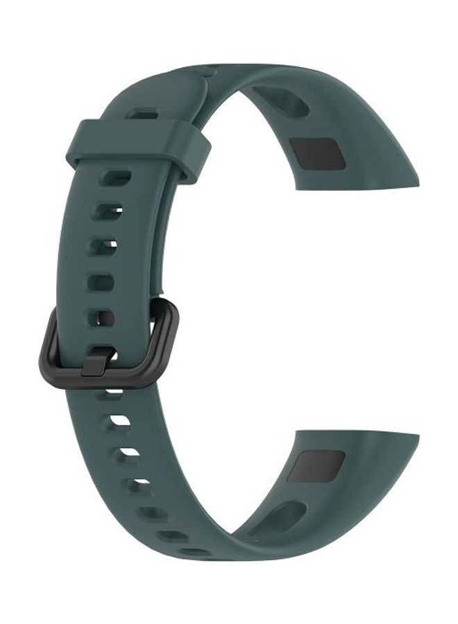 BGM Metal Buckle Silicone Strap For Huawei Honor Band 5i / Band 4 Olive Green - Image 3
