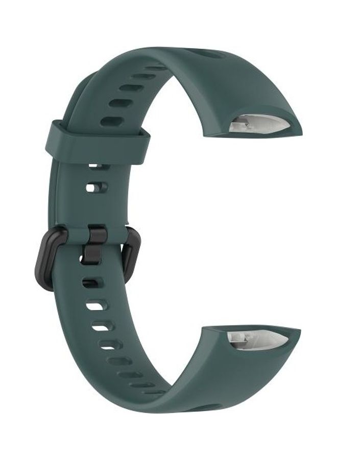 BGM Metal Buckle Silicone Strap For Huawei Honor Band 5i / Band 4 Olive Green - Image 4
