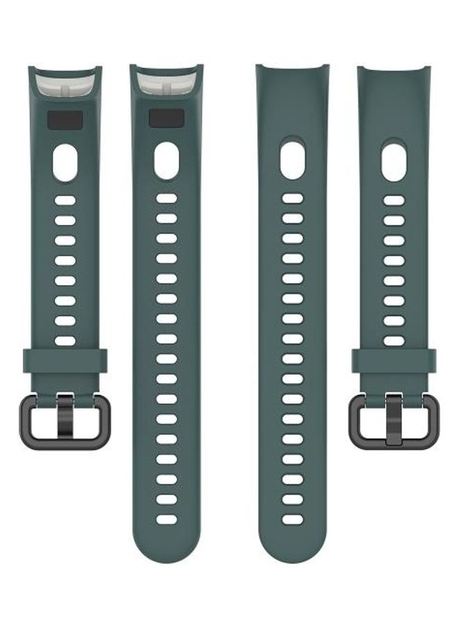 BGM Metal Buckle Silicone Strap For Huawei Honor Band 5i / Band 4 Olive Green - Image 5