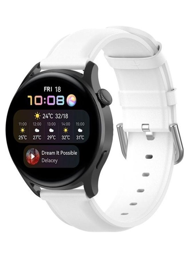 BGM Tail Leather Replacement Strap For Huawei Watch 3 / 3 Pro 22mm White - Image 5