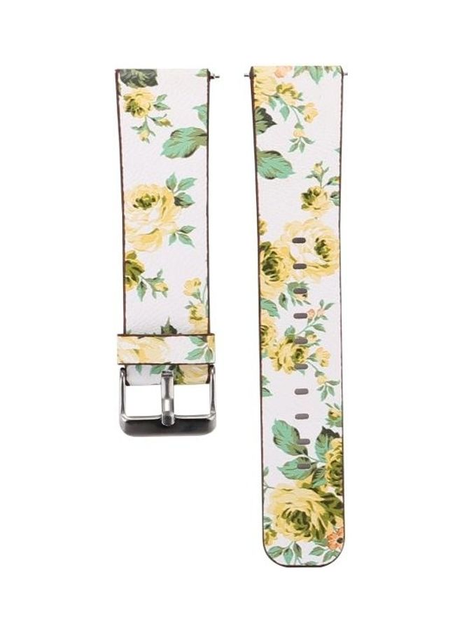 BGM Flower Pattern Replacement Wrist Strap Watchband For Fitbit Versa 1/2 White/Yellow - Image 2