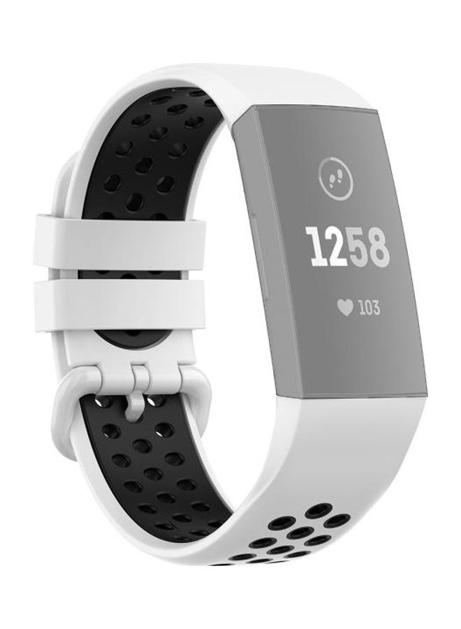 BGM Two Colors Silicone Replacement Strap For Fitbit Charge 4 / Charge 3 / Charge 3 SE White/Black - Image 1