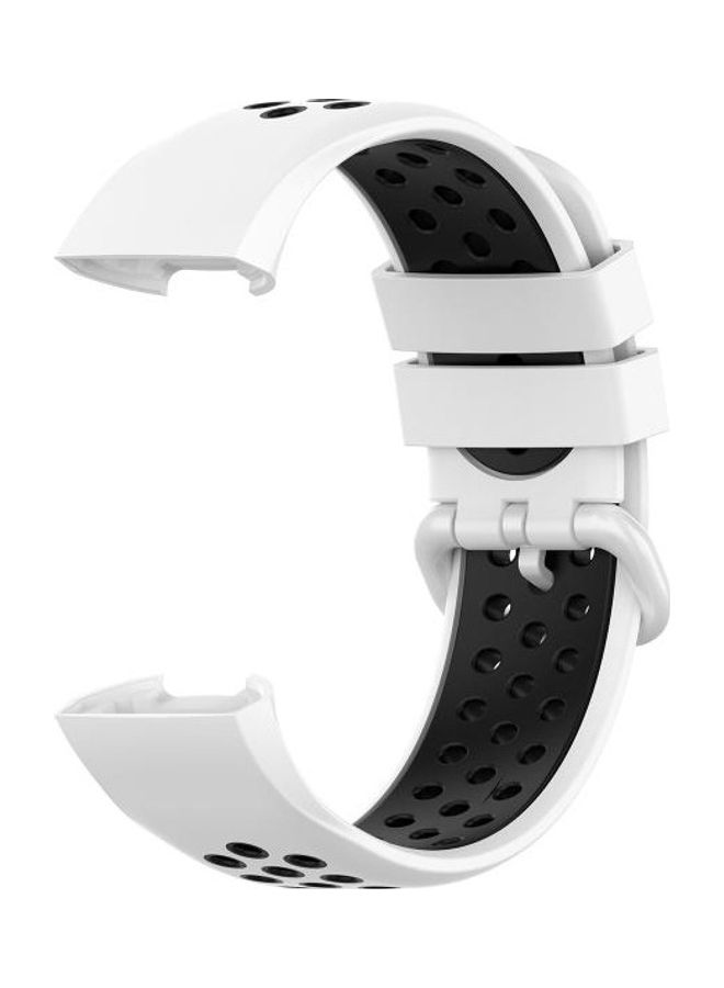 BGM Two Colors Silicone Replacement Strap For Fitbit Charge 4 / Charge 3 / Charge 3 SE White/Black - Image 3