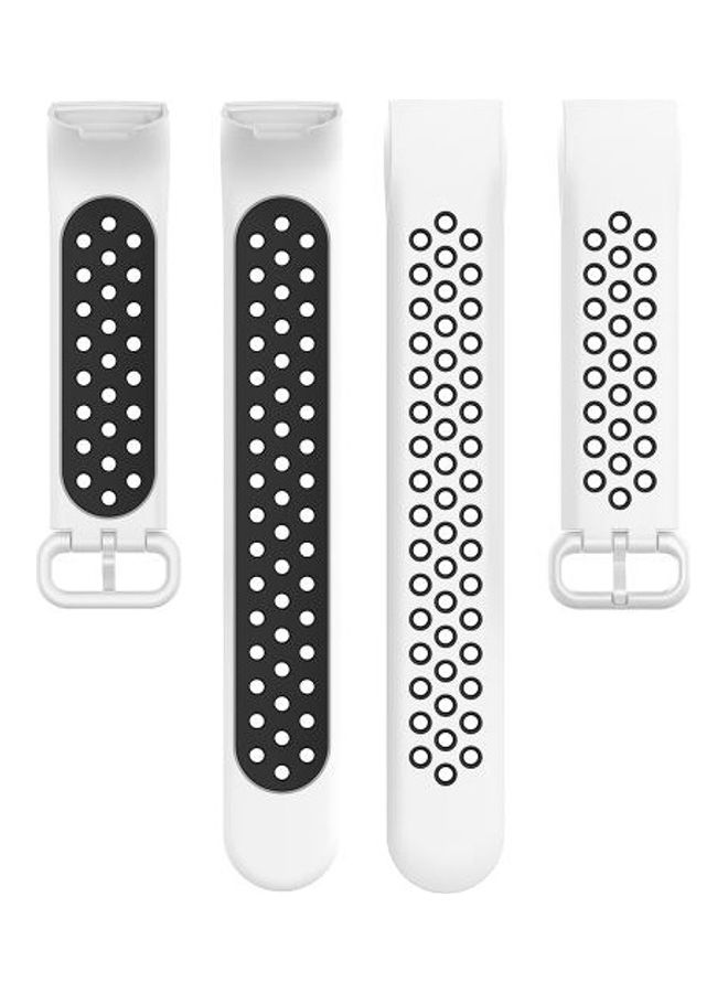 BGM Two Colors Silicone Replacement Strap For Fitbit Charge 4 / Charge 3 / Charge 3 SE White/Black - Image 4
