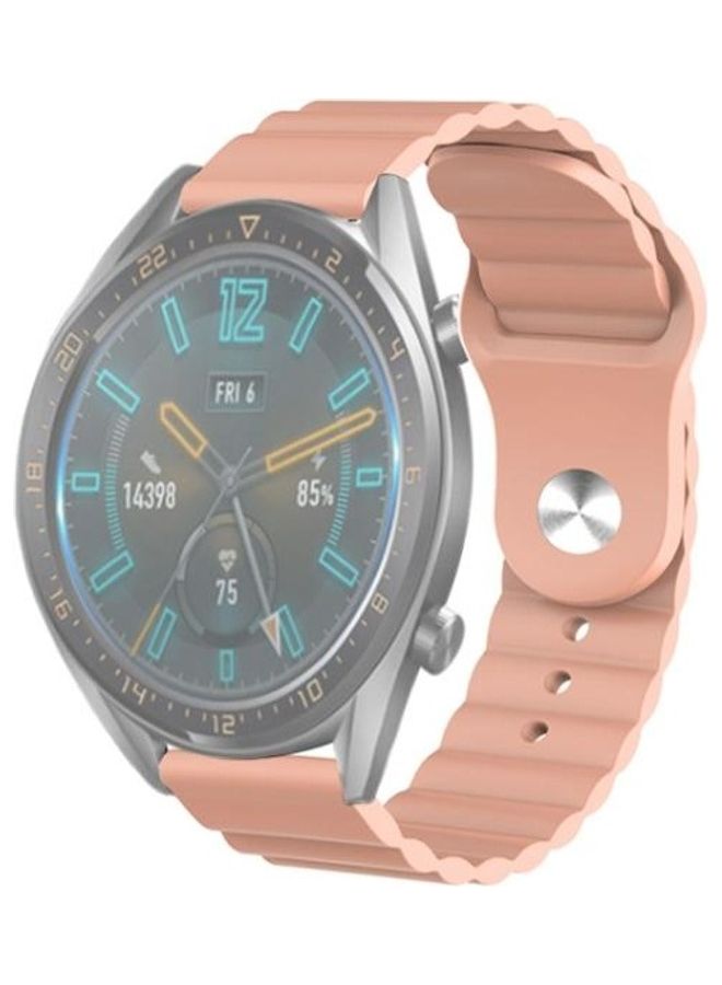 BGM Reverse Buckle Wave Silicone Strap For Huawei Watch GT2 Pink - Image 1