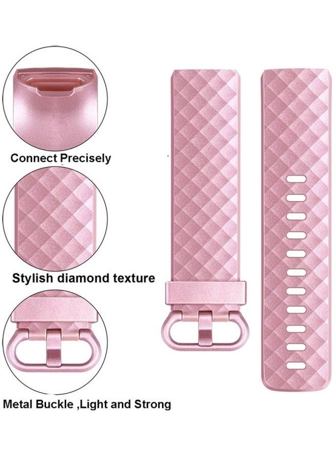 BGM Official Pattern Metallic Watch Strap For Fitbit Charge 3 Rose Gold - Image 1