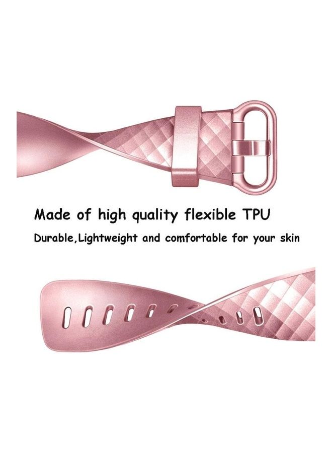 BGM Official Pattern Metallic Watch Strap For Fitbit Charge 3 Rose Gold - Image 2