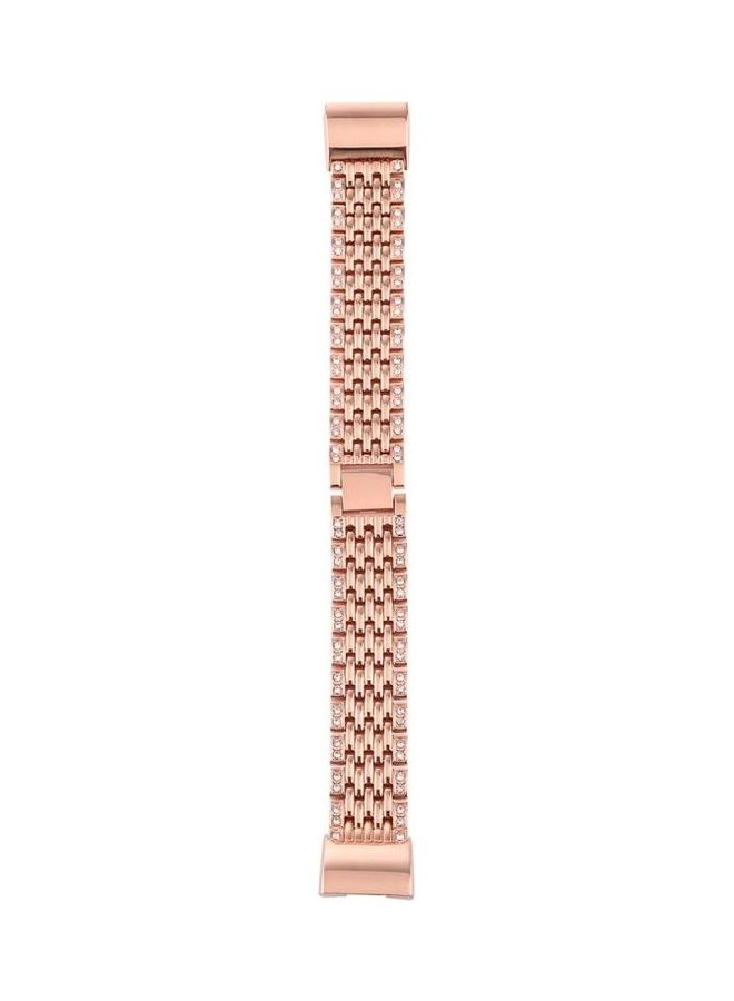 BGM Diamond Studded Stainless Steel Replacement Wrist Strap For Fitbit Charge 2 Rose Gold - Image 2