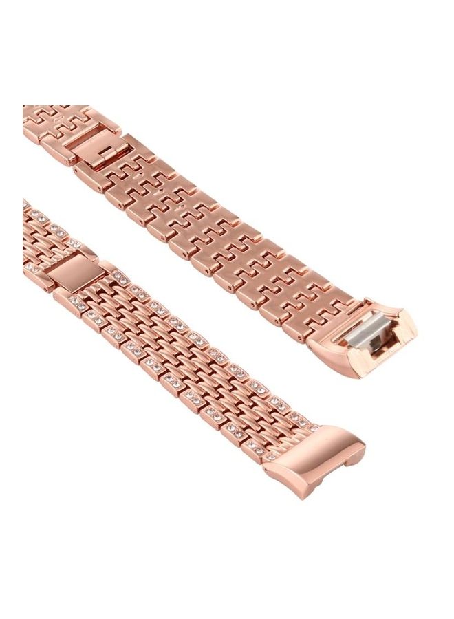 BGM Diamond Studded Stainless Steel Replacement Wrist Strap For Fitbit Charge 2 Rose Gold - Image 4