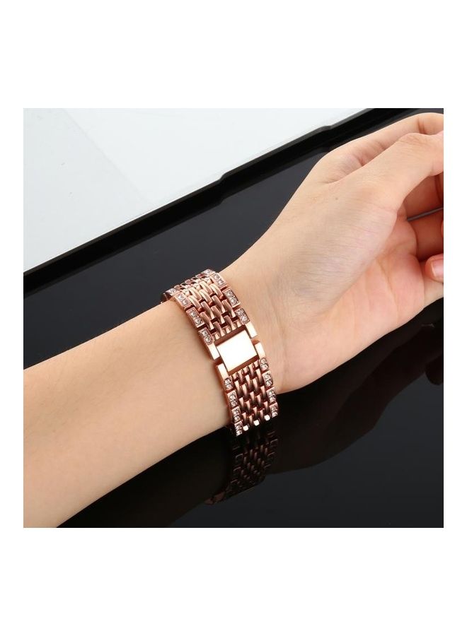 BGM Diamond Studded Stainless Steel Replacement Wrist Strap For Fitbit Charge 2 Rose Gold - Image 5