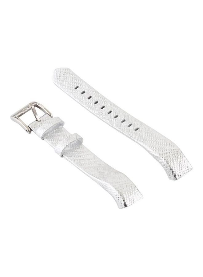 BGM Smart Shiny Leather Watchband for Fitbit Alta White - Image 1
