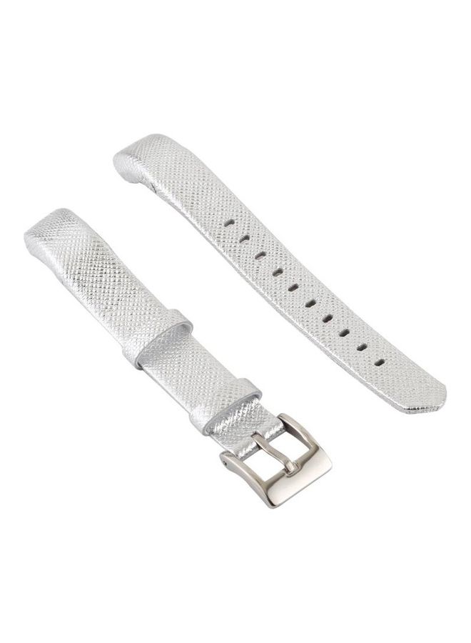 BGM Smart Shiny Leather Watchband for Fitbit Alta White - Image 2