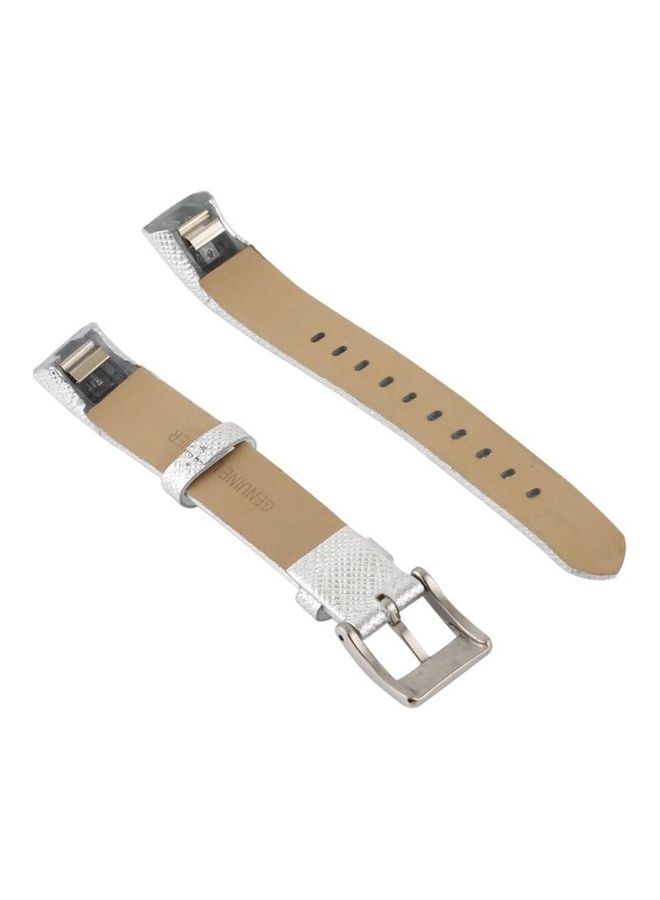 BGM Smart Shiny Leather Watchband for Fitbit Alta White - Image 4
