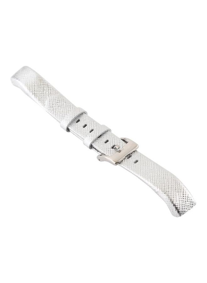 BGM Smart Shiny Leather Watchband for Fitbit Alta White - Image 5