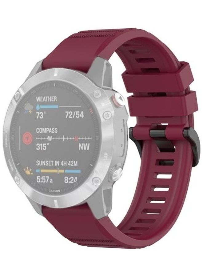 BGM Quick Release Official Texture Wrist Strap For Garmin Fenix 6 22mm Wine Red - Image 1