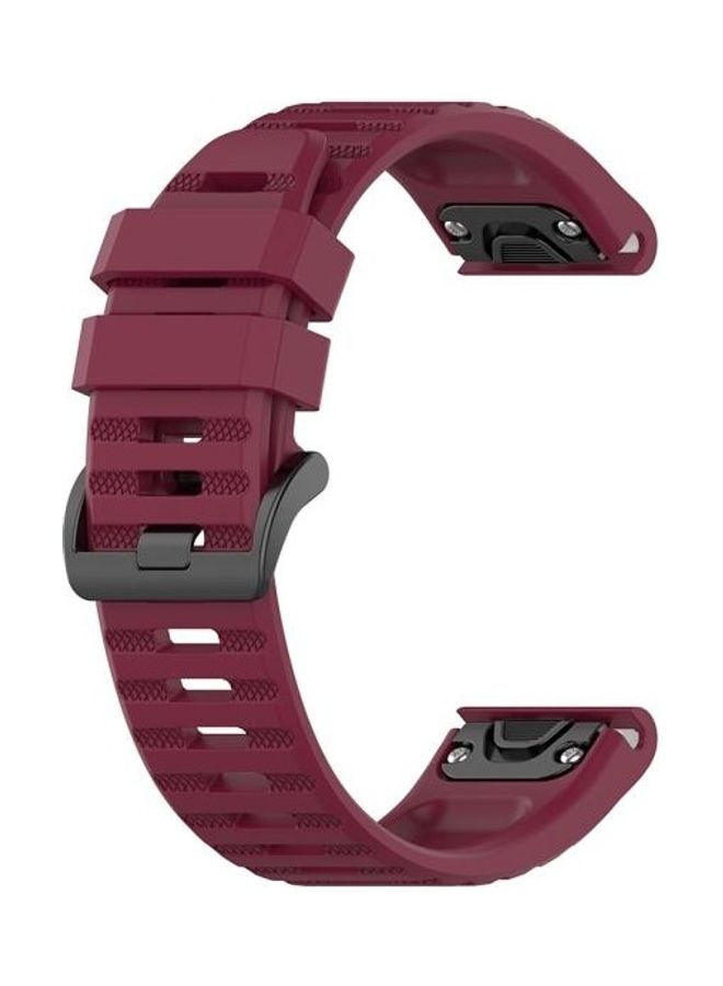 BGM Quick Release Official Texture Wrist Strap For Garmin Fenix 6 22mm Wine Red - Image 3