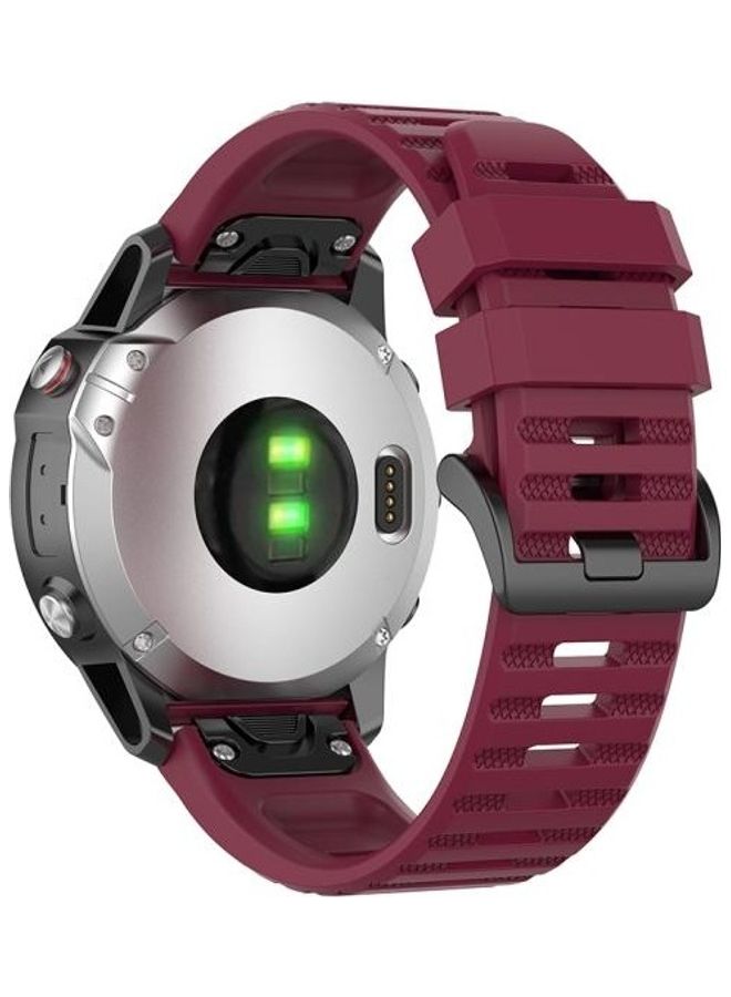 BGM Quick Release Official Texture Wrist Strap For Garmin Fenix 6 22mm Wine Red - Image 2