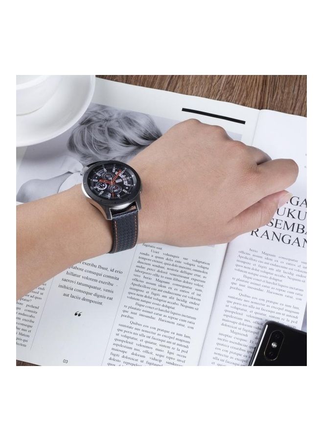 BGM Carbon Fiber Texture Top-grain Leather Wrist Watch Band for Samsung Gear S3 22mm Orange - Image 5