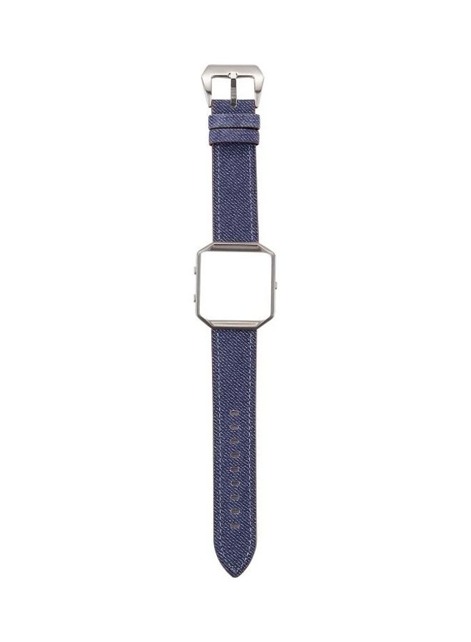 BGM Cowboy Texture Leather Replacement Strap Watchband For Fitbit Blaze Blue - Image 1