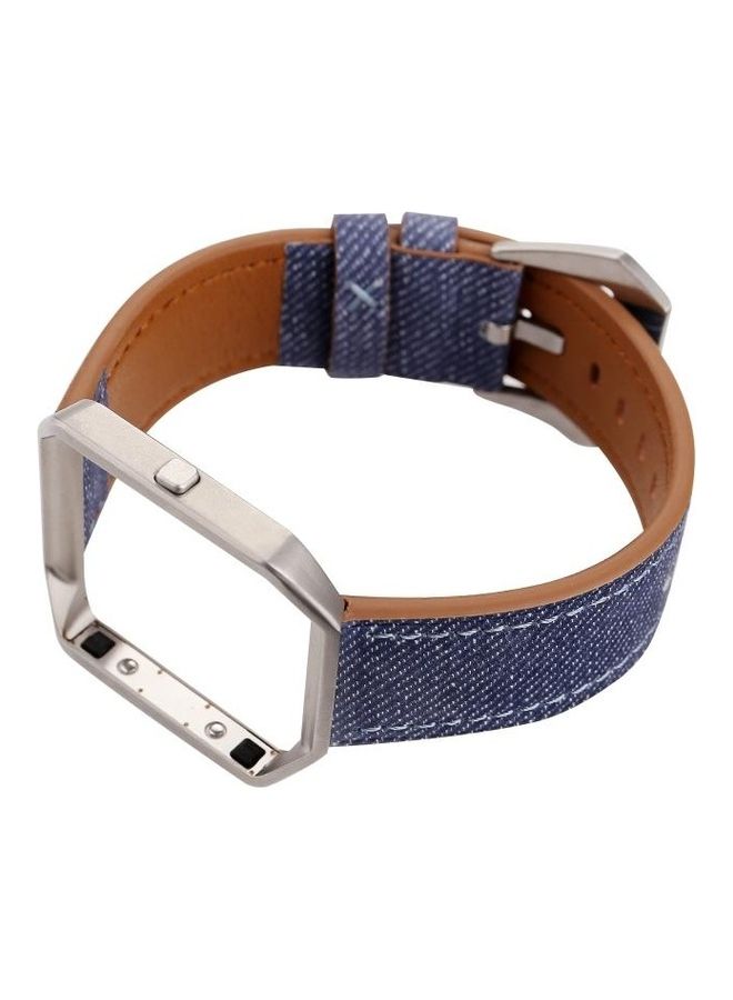 BGM Cowboy Texture Leather Replacement Strap Watchband For Fitbit Blaze Blue - Image 4